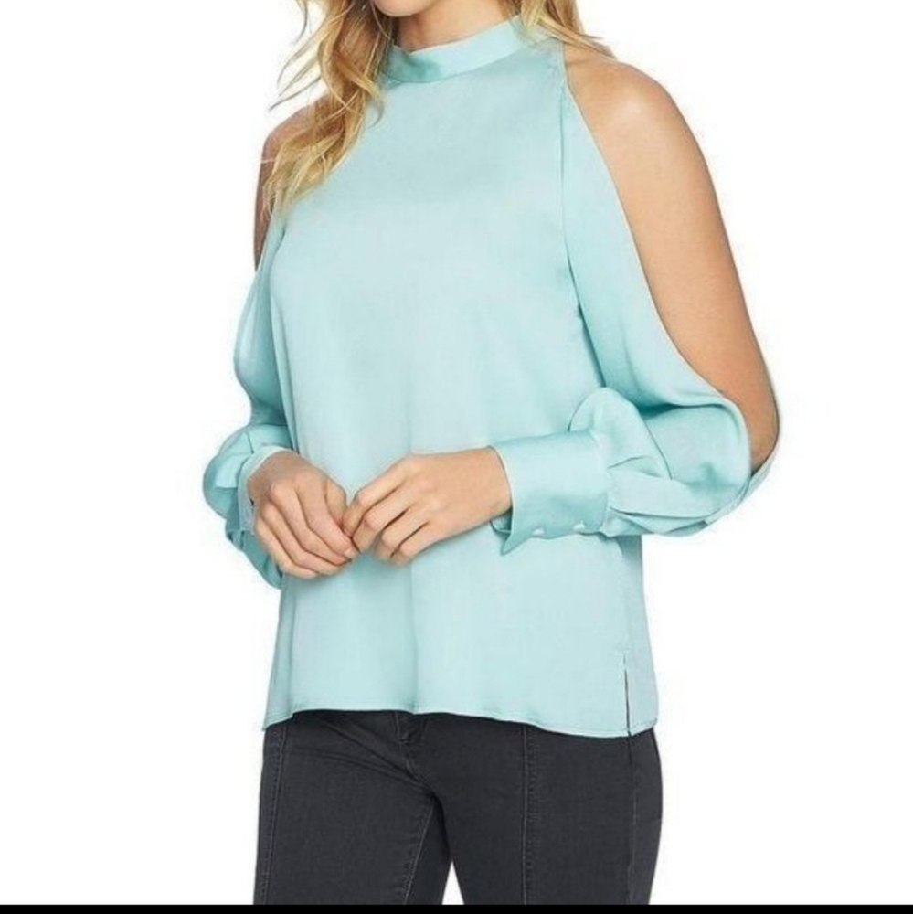 NWT 1. State Mint Cold-Shoulder Long-Sleeve Blouse